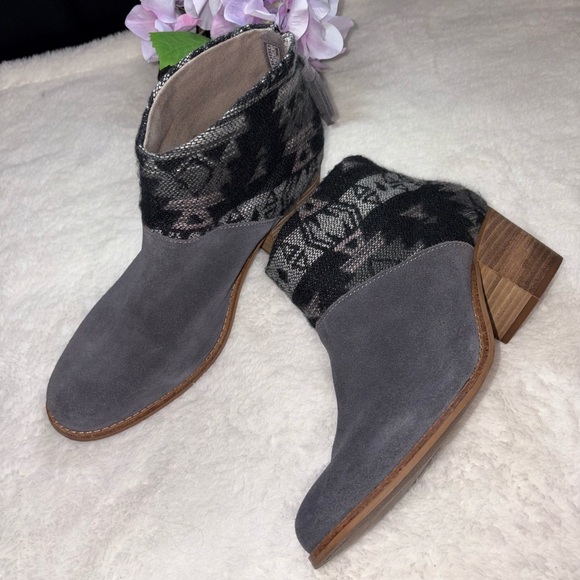 Toms Leila Suede Aztec Ankle Boot, Dark Gray - Picture 8 of 8